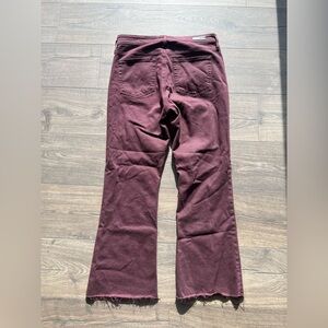 AG - Farrah Boot Crop High Rise Jeans Size 30 Burgundy Corduroy Raw Hem Flare